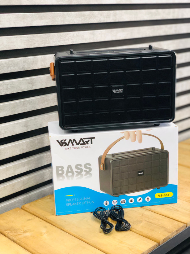اسپیکر بلوتوثی VSMART VS-861 | اسپیکر شارژی قابل حمل با رادیو FM و USB
